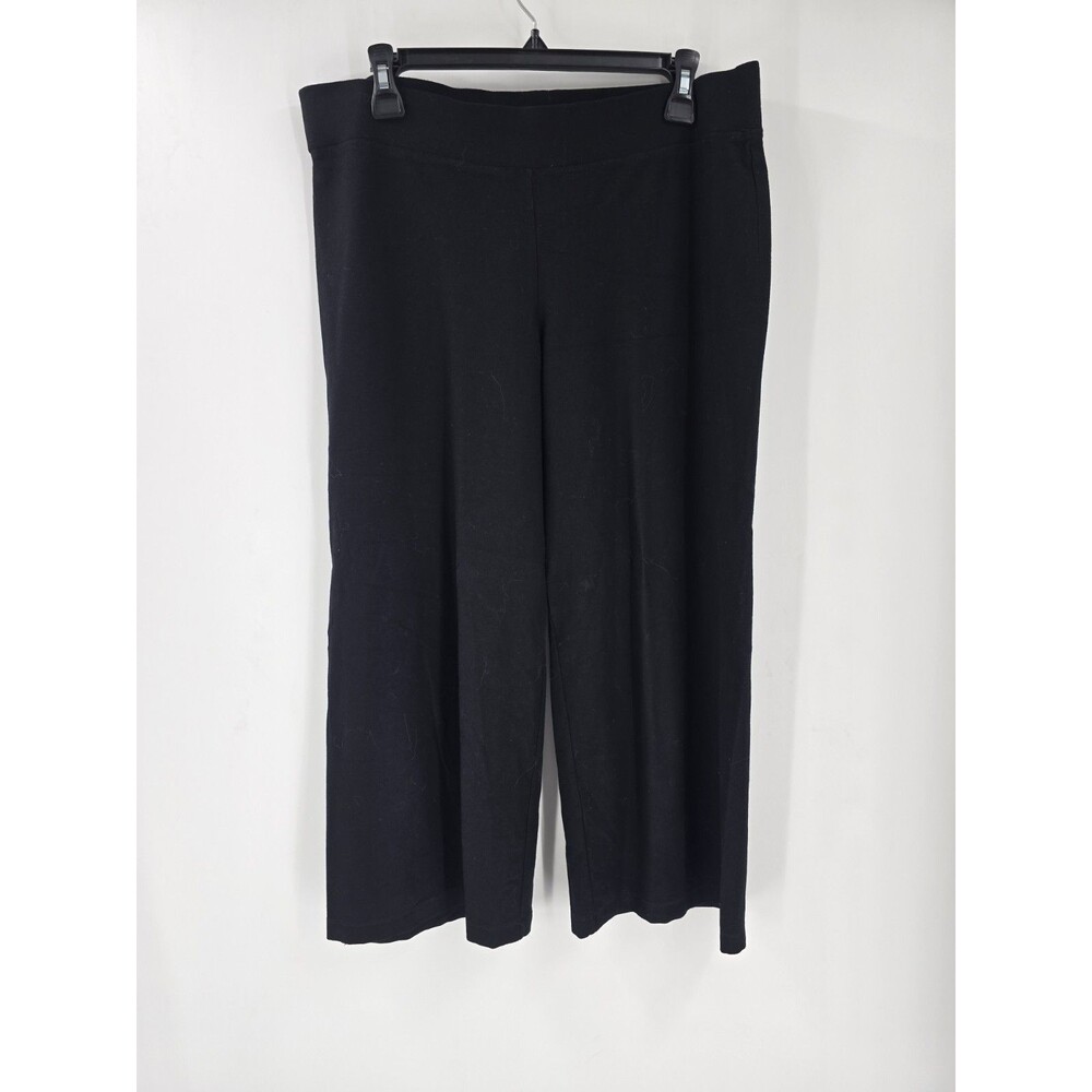Eileen Fisher Pull On Pants Sz Medium Black Quiet Luxury Lagenlook Minimal